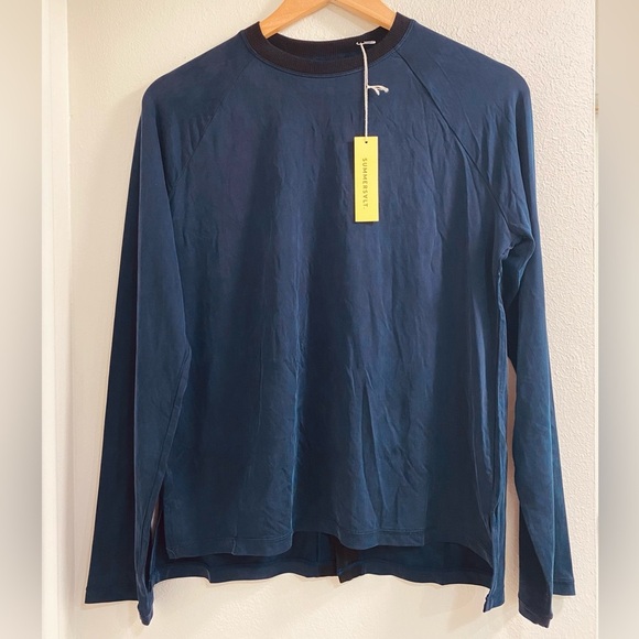 Summersalt Navy Crewneck Long Sleeve Top Size Large - Picture 1 of 6
